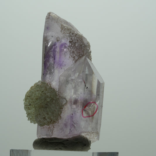 Enhydro Harlekin Phantom Amethyst, Analcim Prehnit 2x Blase Streep Mine Namibia 49*28*22mm #15165