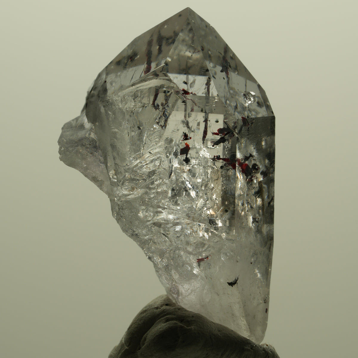 Harlekin Lemurian Skelett Phantom Amethyst, Analcim, Epidot Streep Mine Namibia 41*24*20mm #15173