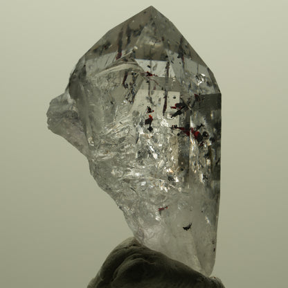 Harlekin Lemurian Skelett Phantom Amethyst, Analcim, Epidot Streep Mine Namibia 41*24*20mm #15173