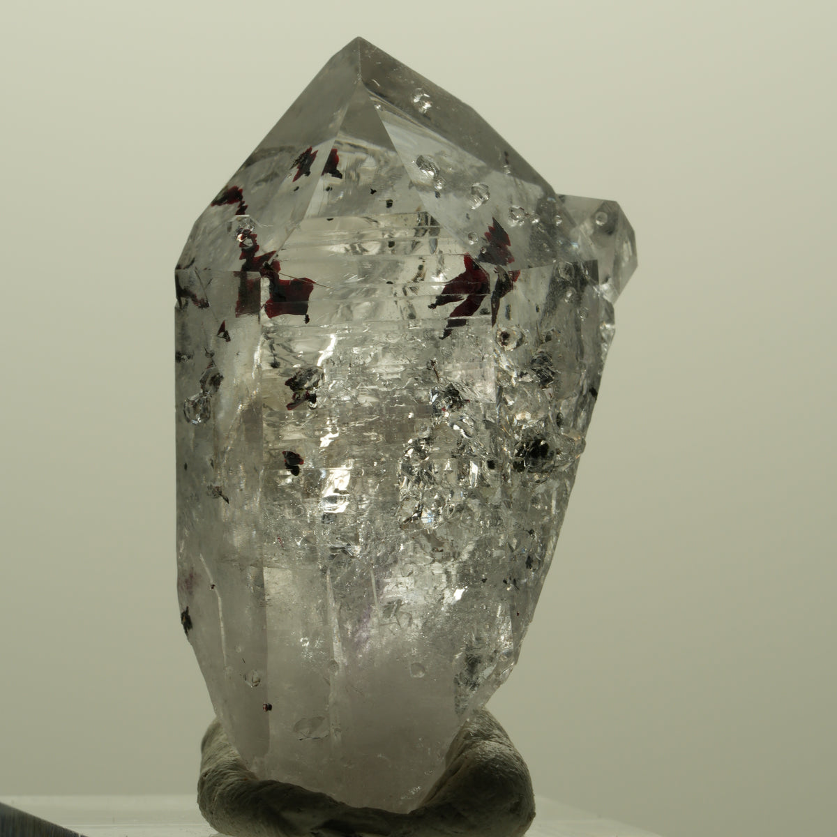 Harlekin Lemurian Skelett Phantom Amethyst, Analcim, Epidot Streep Mine Namibia 41*24*20mm #15173