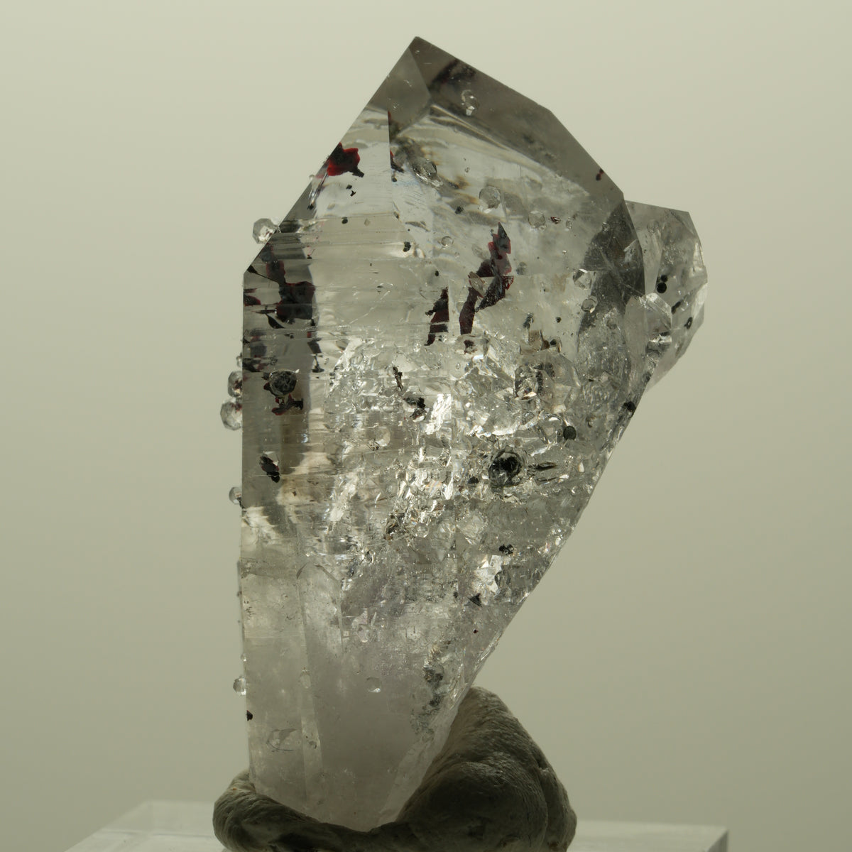 Harlekin Lemurian Skelett Phantom Amethyst, Analcim, Epidot Streep Mine Namibia 41*24*20mm #15173