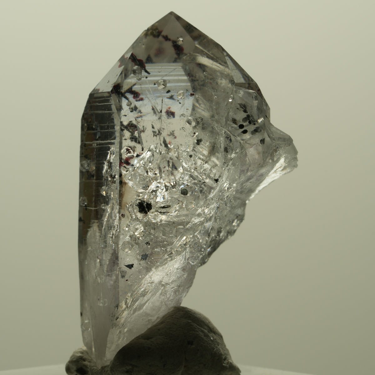 Harlekin Lemurian Skelett Phantom Amethyst, Analcim, Epidot Streep Mine Namibia 41*24*20mm #15173
