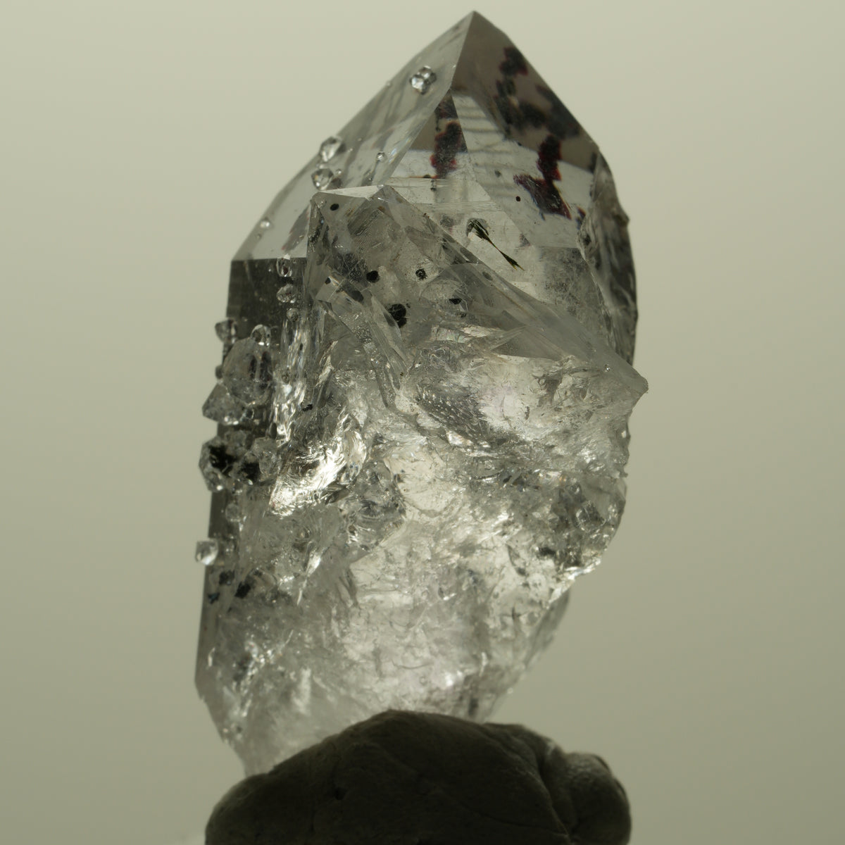 Harlekin Lemurian Skelett Phantom Amethyst, Analcim, Epidot Streep Mine Namibia 41*24*20mm #15173