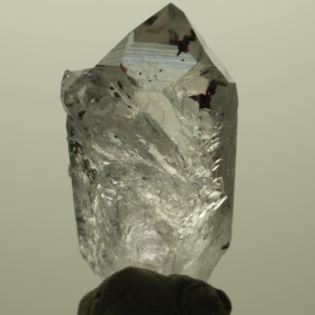 Harlekin Lemurian Skelett Phantom Amethyst, Analcim, Epidot Streep Mine Namibia 41*24*20mm #15173