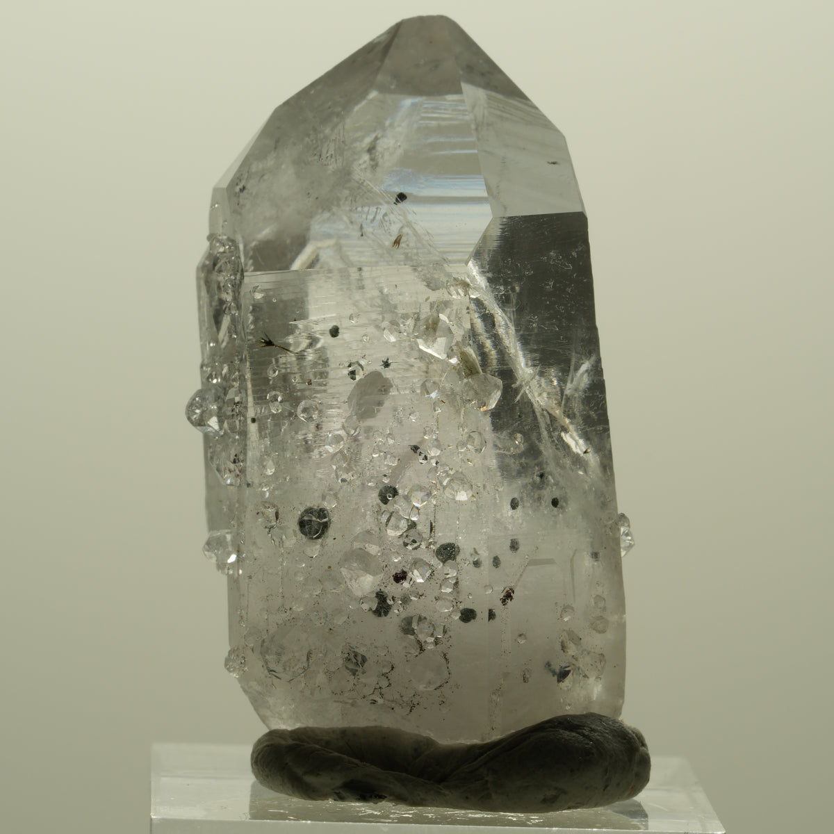 Harlekin Lemurian Phantom Amethyst mit Analcim Streep Mine, Namibia 41*26*18mm #15174
