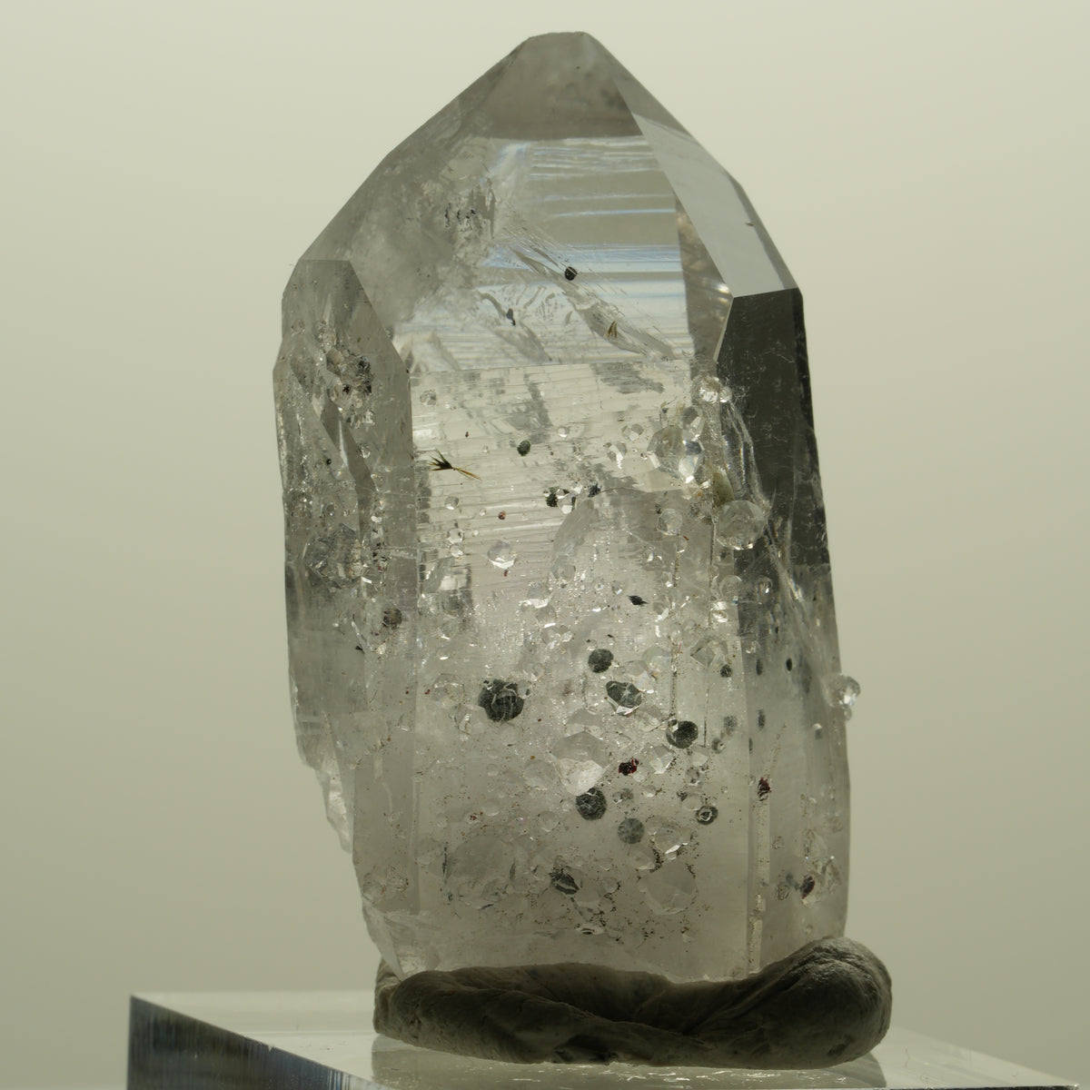 Harlekin Lemurian Phantom Amethyst mit Analcim Streep Mine, Namibia 41*26*18mm #15174