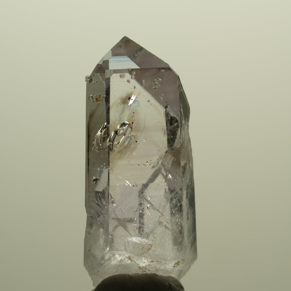 Lemurian Skelett Phantom Amethyst mit Analcim, Hämatit Streep Mine, Namibia 41*17*13mm #15178