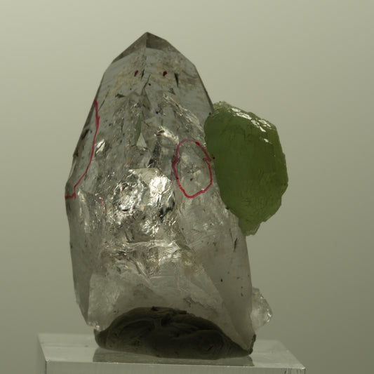 Enhydro Harlekin Phantom Amethyst, Prehnit, Epidot, Analcim, 2x Blase (große) Streep Mine, Namibia 39*28*22mm #15180