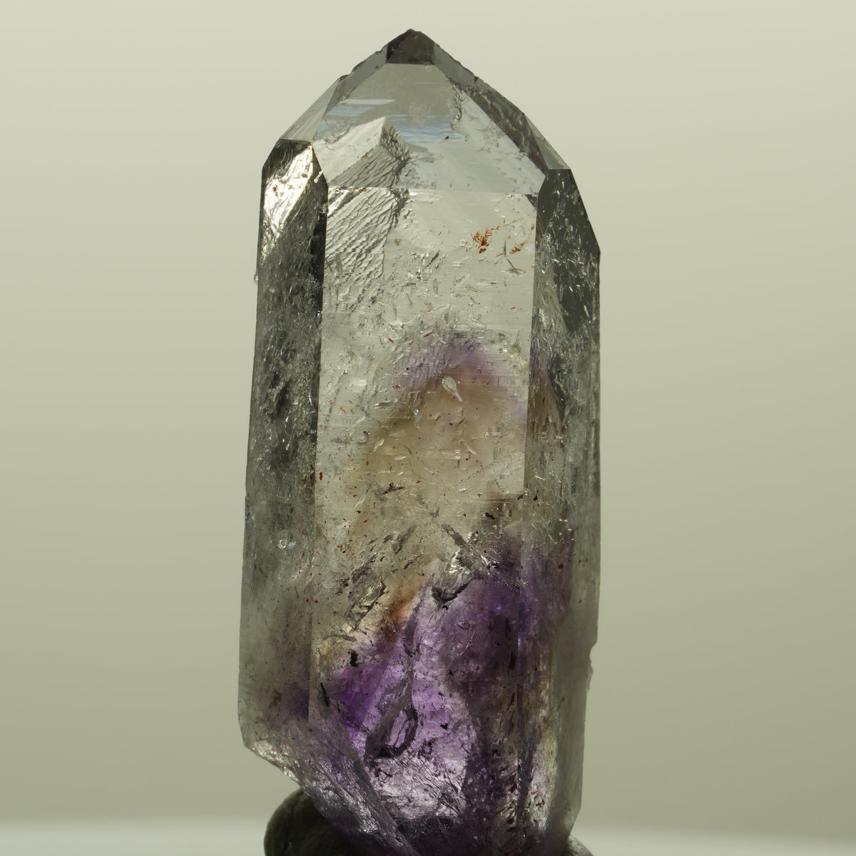 Harlekin Lemurian Phantom Amethyst mit Prehnit Streep Mine, Namibia 46*18*11mm #15190