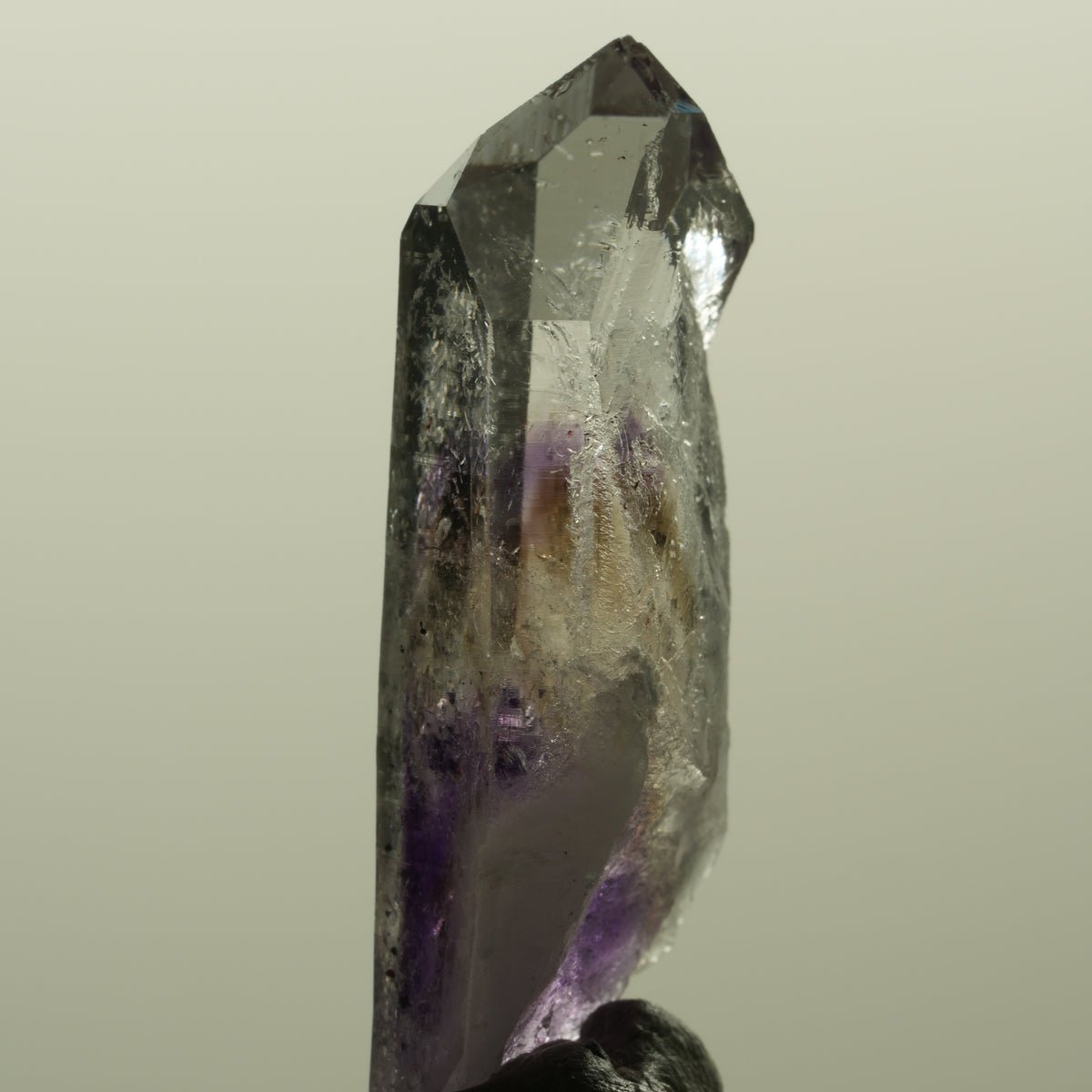 Harlekin Lemurian Phantom Amethyst mit Prehnit Streep Mine, Namibia 46*18*11mm #15190