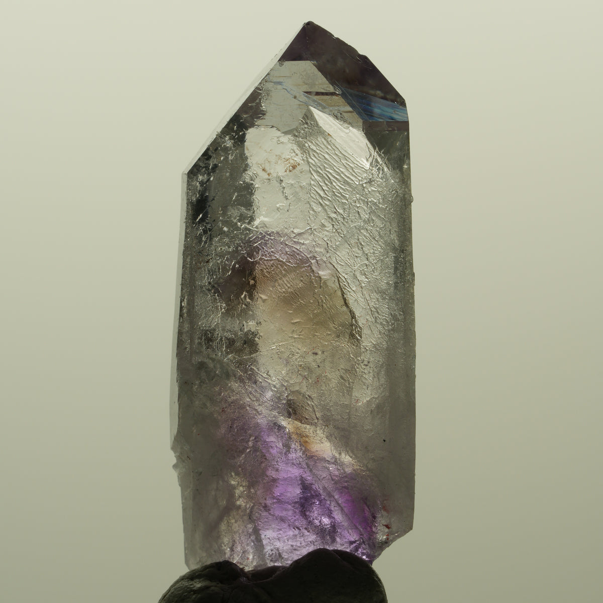 Harlekin Lemurian Phantom Amethyst mit Prehnit Streep Mine, Namibia 46*18*11mm #15190