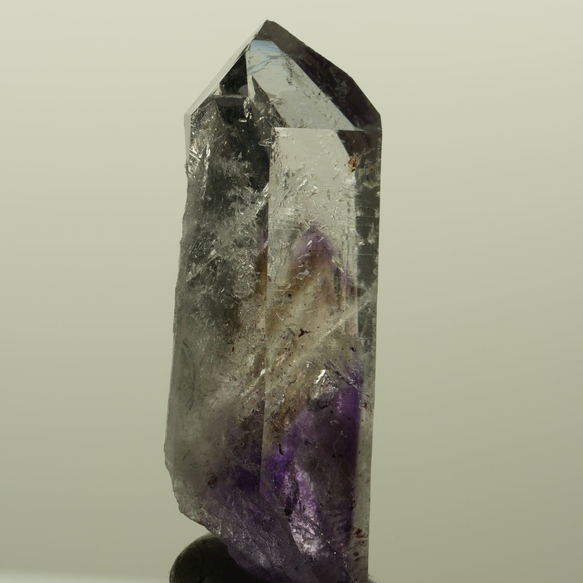 Harlekin Lemurian Phantom Amethyst mit Prehnit Streep Mine, Namibia 46*18*11mm #15190