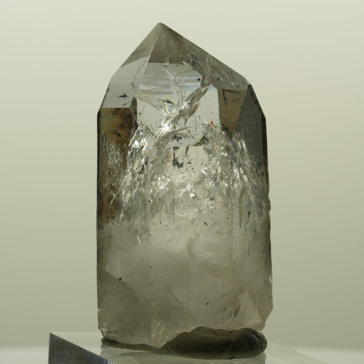 Enhydro Harlekin Lemurian Skelett Rauchquarz Epidot 1x Blase Streep Mine Namibia 42*24*21mm #15191