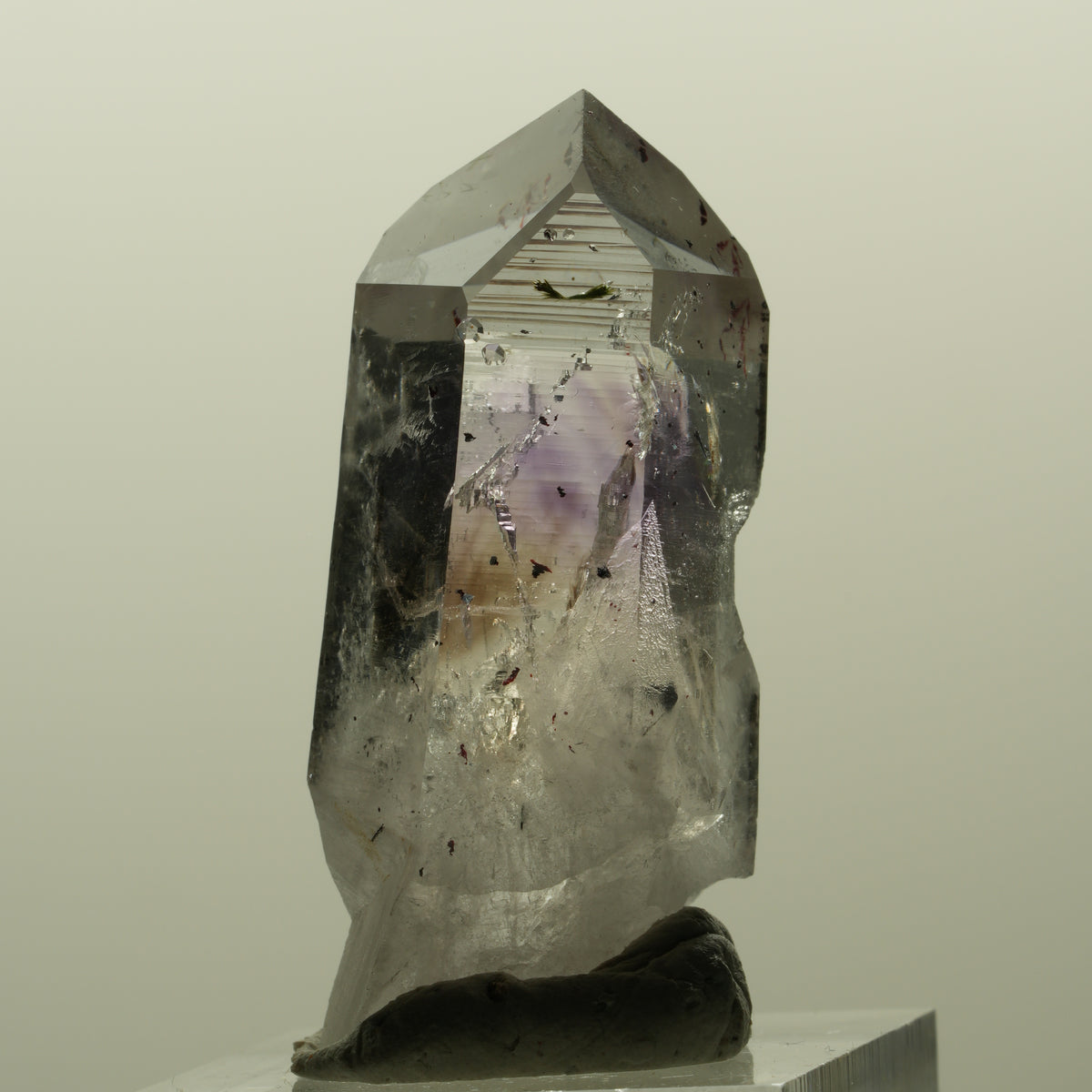 Harlekin Lemurian Skelett Phantom Amethyst, Analcim, Epidot Streep Mine Namibia 44*20*19mm #15193