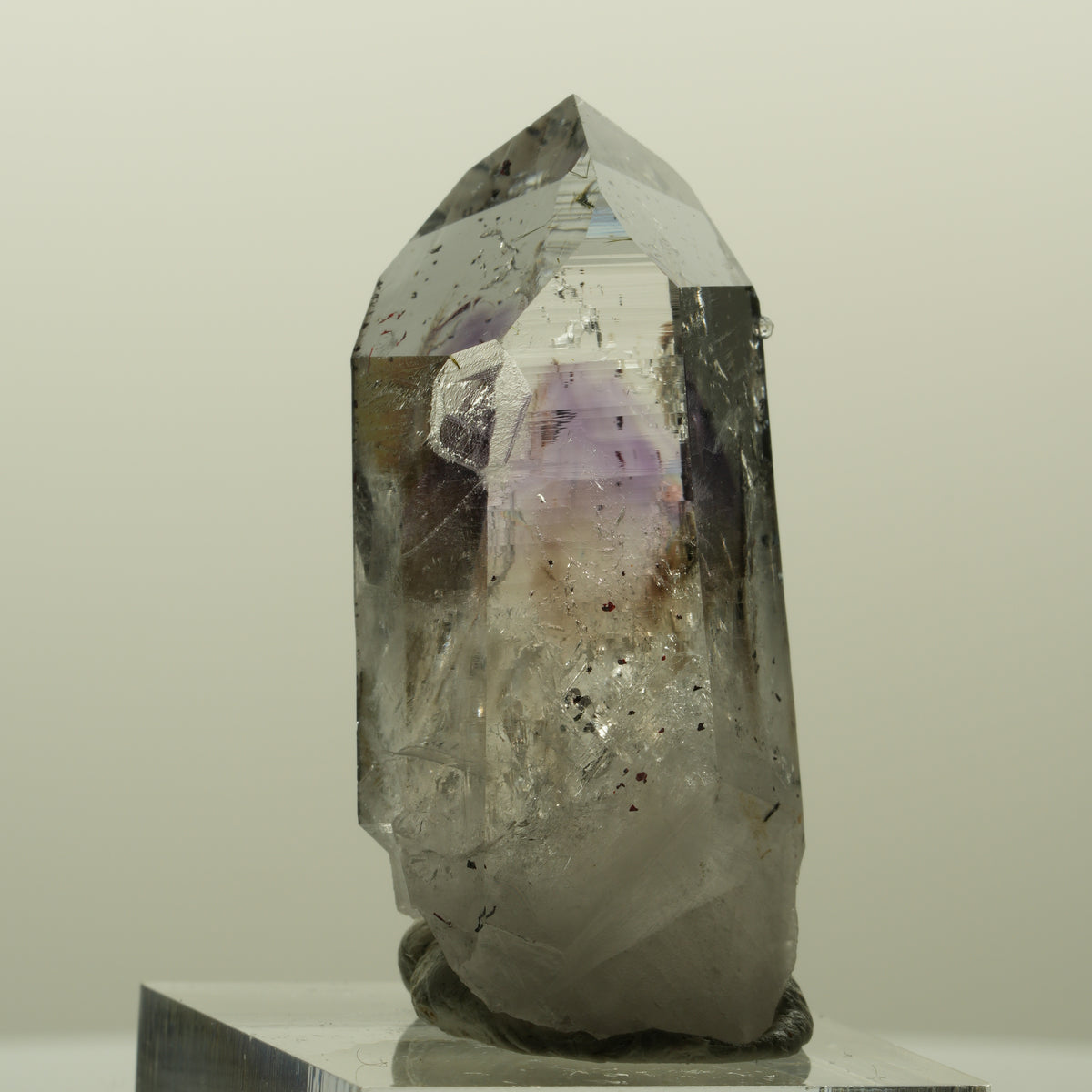 Harlekin Lemurian Skelett Phantom Amethyst, Analcim, Epidot Streep Mine Namibia 44*20*19mm #15193