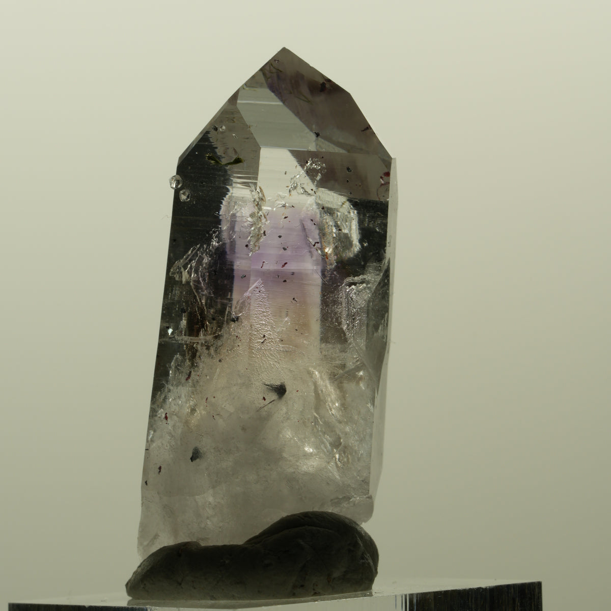 Harlekin Lemurian Skelett Phantom Amethyst, Analcim, Epidot Streep Mine Namibia 44*20*19mm #15193