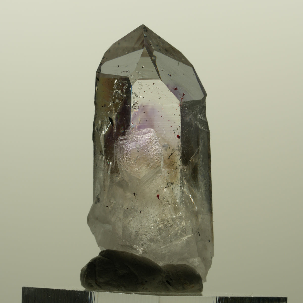 Harlekin Lemurian Skelett Phantom Amethyst, Analcim, Epidot Streep Mine Namibia 44*20*19mm #15193