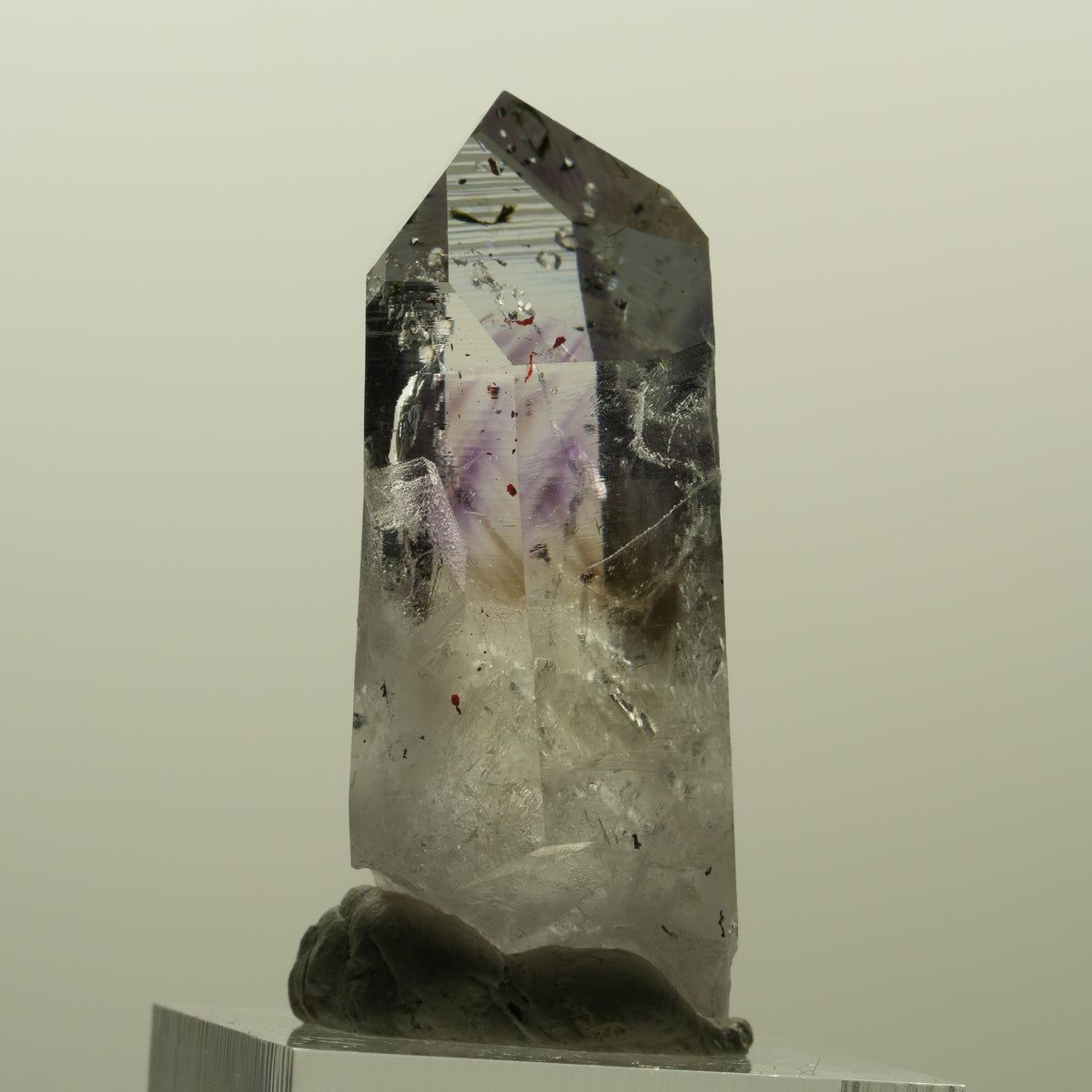 Harlekin Lemurian Skelett Phantom Amethyst, Analcim, Epidot Streep Mine Namibia 44*20*19mm #15193