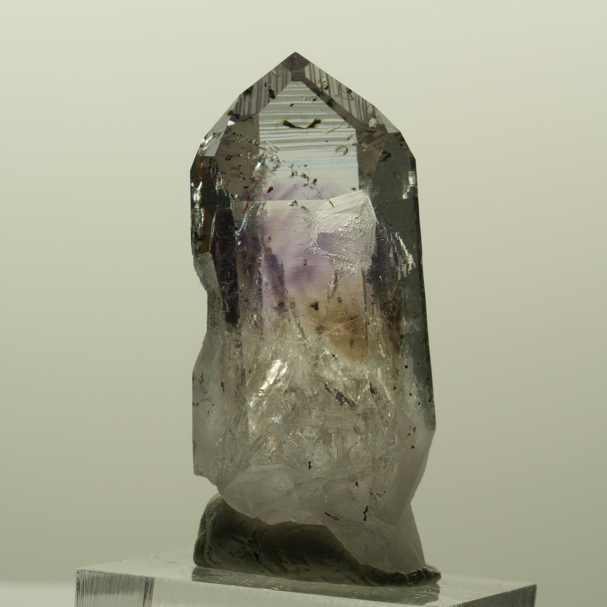 Harlekin Lemurian Skelett Phantom Amethyst, Analcim, Epidot Streep Mine Namibia 44*20*19mm #15193