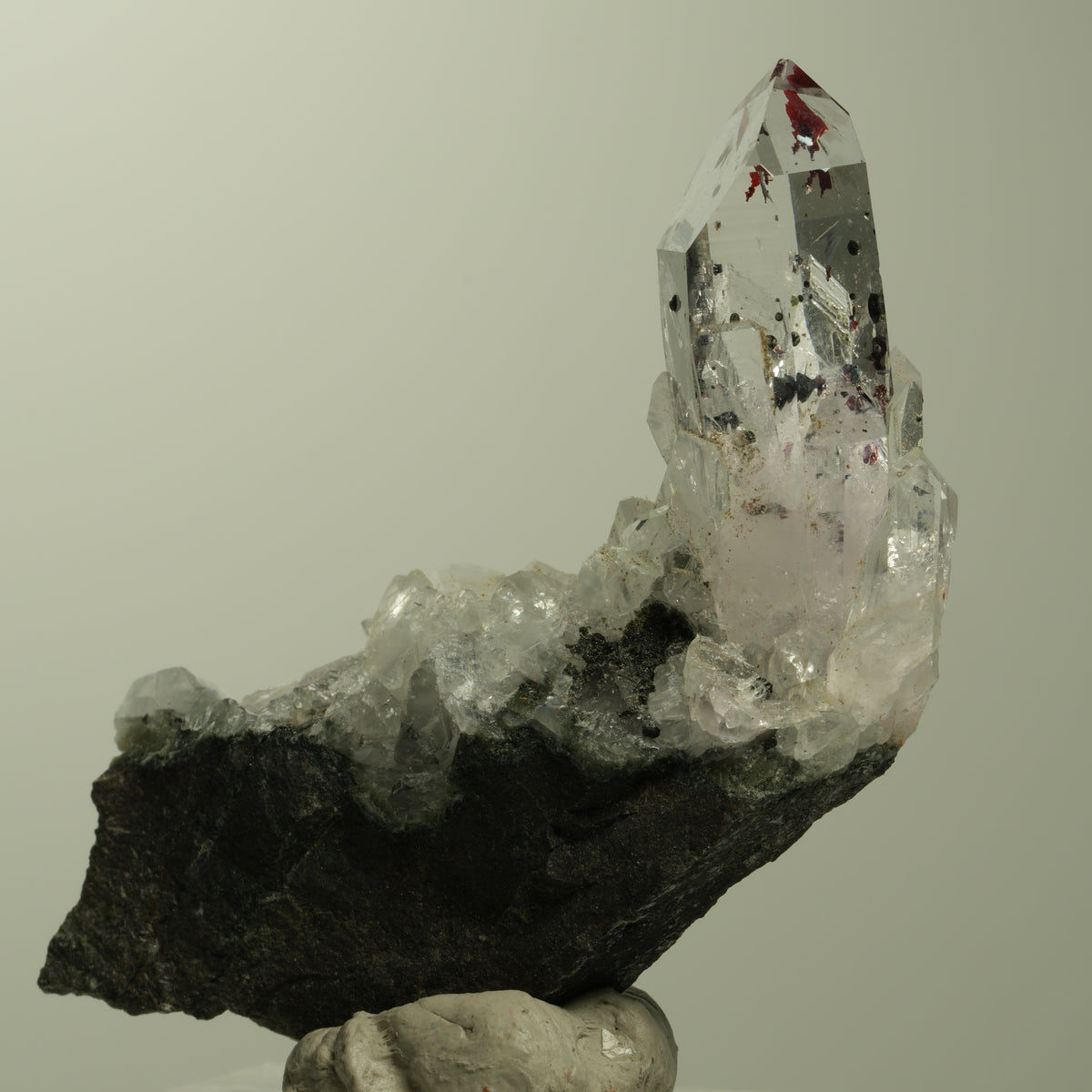 Harlekin Lemurian Skelett Phantom Amethyst auf Matrix Streep Mine, Namibia 54*28*10mm #15212