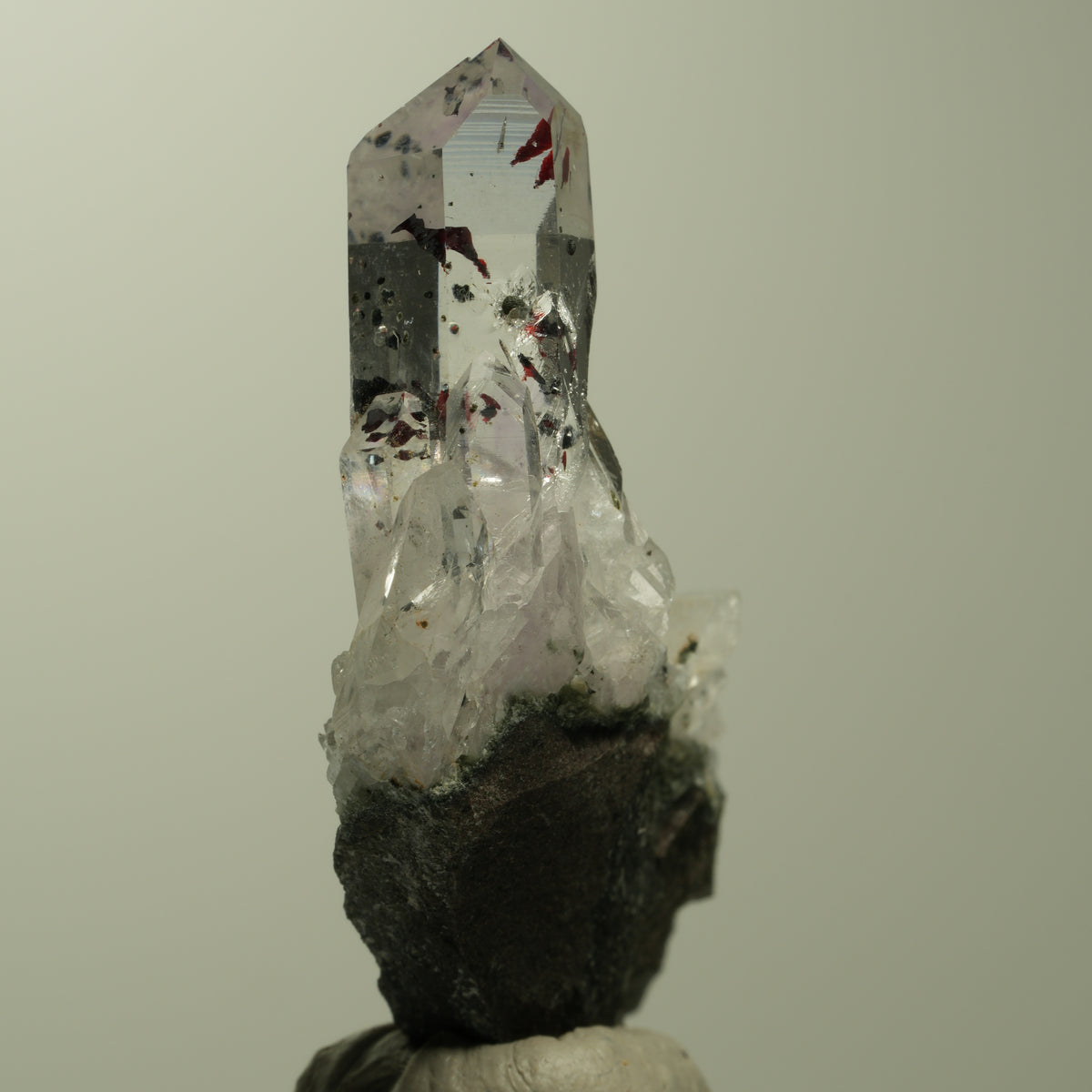 Harlekin Lemurian Skelett Phantom Amethyst auf Matrix Streep Mine, Namibia 54*28*10mm #15212