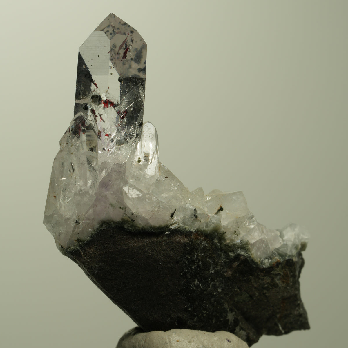Harlekin Lemurian Skelett Phantom Amethyst auf Matrix Streep Mine, Namibia 54*28*10mm #15212