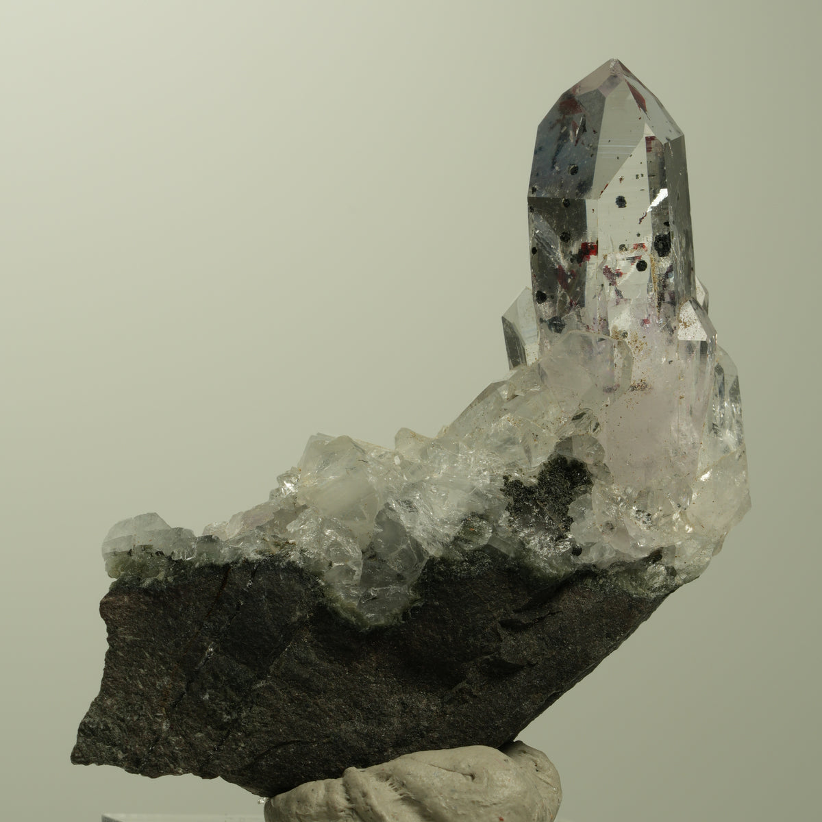 Harlekin Lemurian Skelett Phantom Amethyst auf Matrix Streep Mine, Namibia 54*28*10mm #15212
