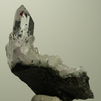 Harlekin Lemurian Skelett Phantom Amethyst auf Matrix Streep Mine, Namibia 54*28*10mm #15212