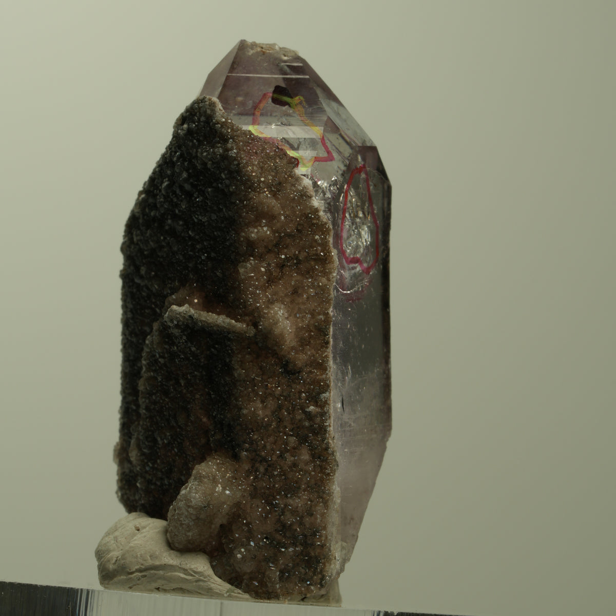 Enhydro Harlekin Skelett Phantom Amethyst Analcim, 3x Blase Streep Mine Namibia 38*20*17mm #15214