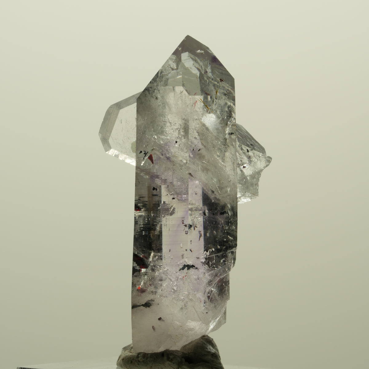 Harlekin Lemurian Phantom Amethyst mit Prehnit, Epidot Streep Mine, Namibia 41*21*15mm #15217