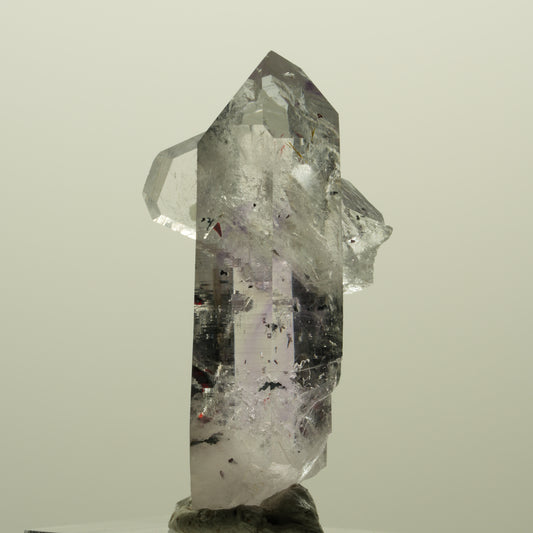 Harlekin Lemurian Phantom Amethyst mit Prehnit, Epidot Streep Mine, Namibia 41*21*15mm #15217
