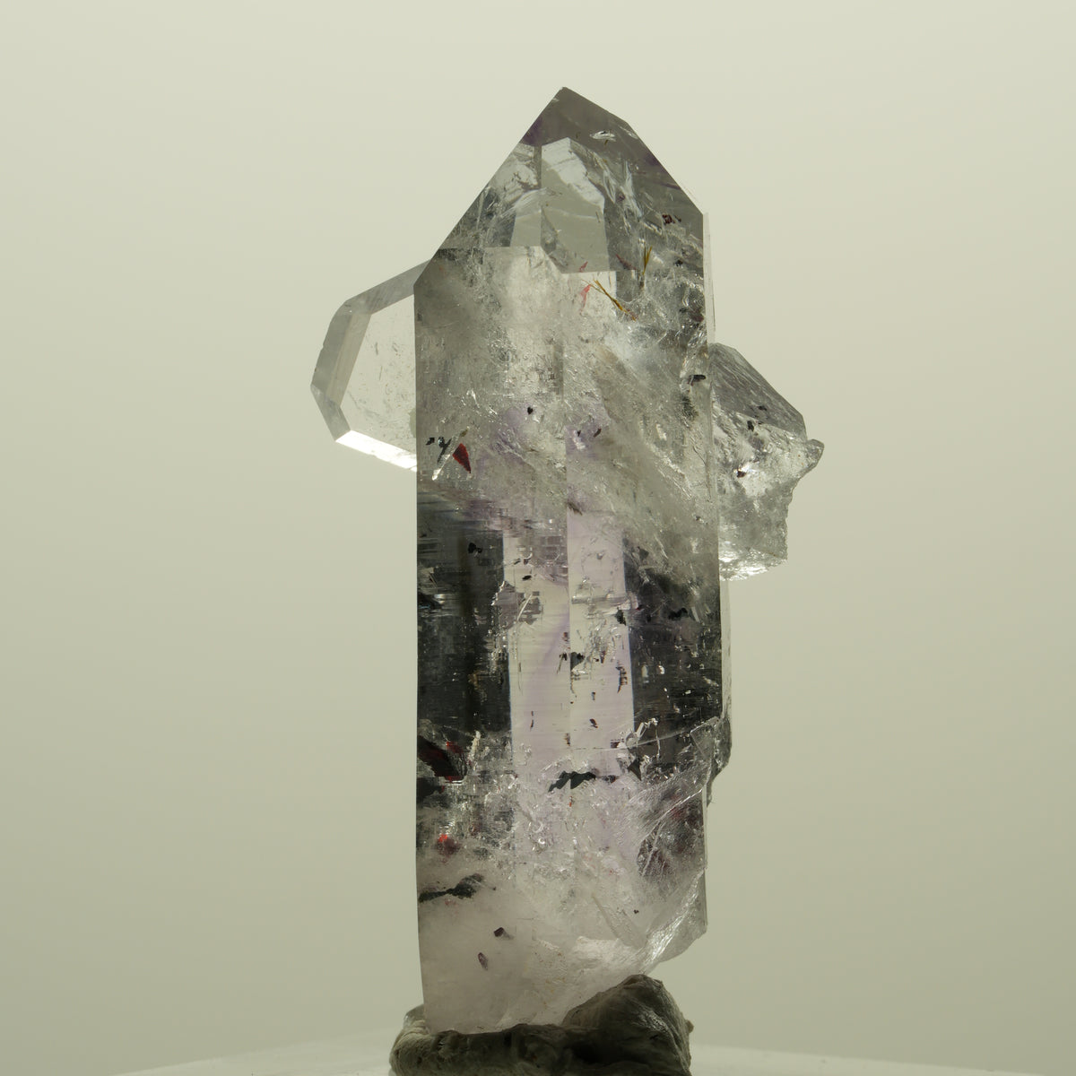 Harlekin Lemurian Phantom Amethyst mit Prehnit, Epidot Streep Mine, Namibia 41*21*15mm #15217