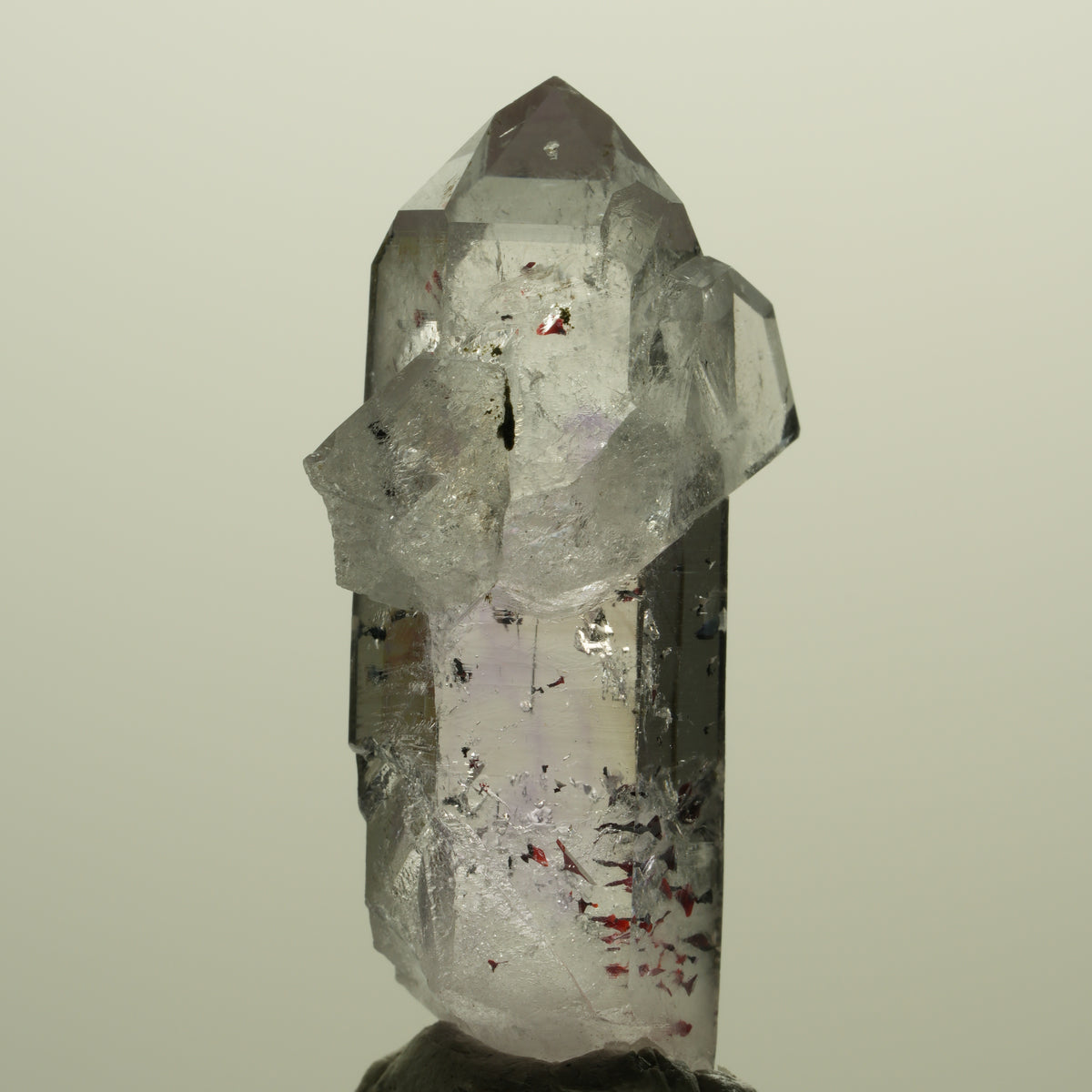 Harlekin Lemurian Phantom Amethyst mit Prehnit, Epidot Streep Mine, Namibia 41*21*15mm #15217