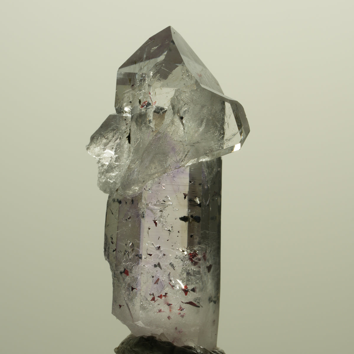 Harlekin Lemurian Phantom Amethyst mit Prehnit, Epidot Streep Mine, Namibia 41*21*15mm #15217