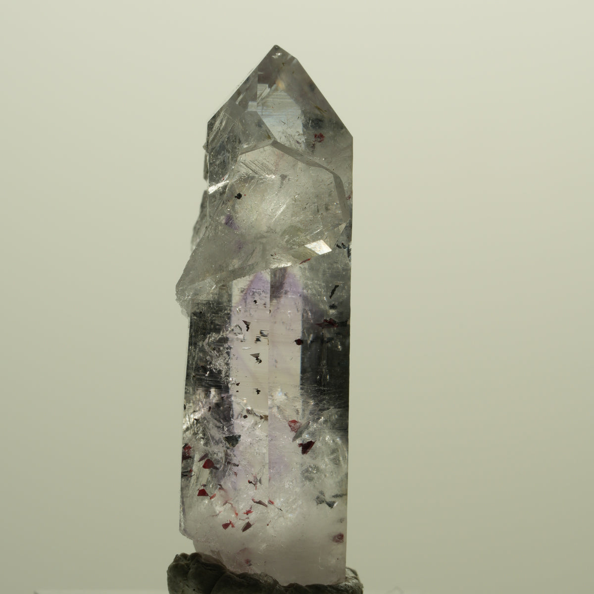Harlekin Lemurian Phantom Amethyst mit Prehnit, Epidot Streep Mine, Namibia 41*21*15mm #15217