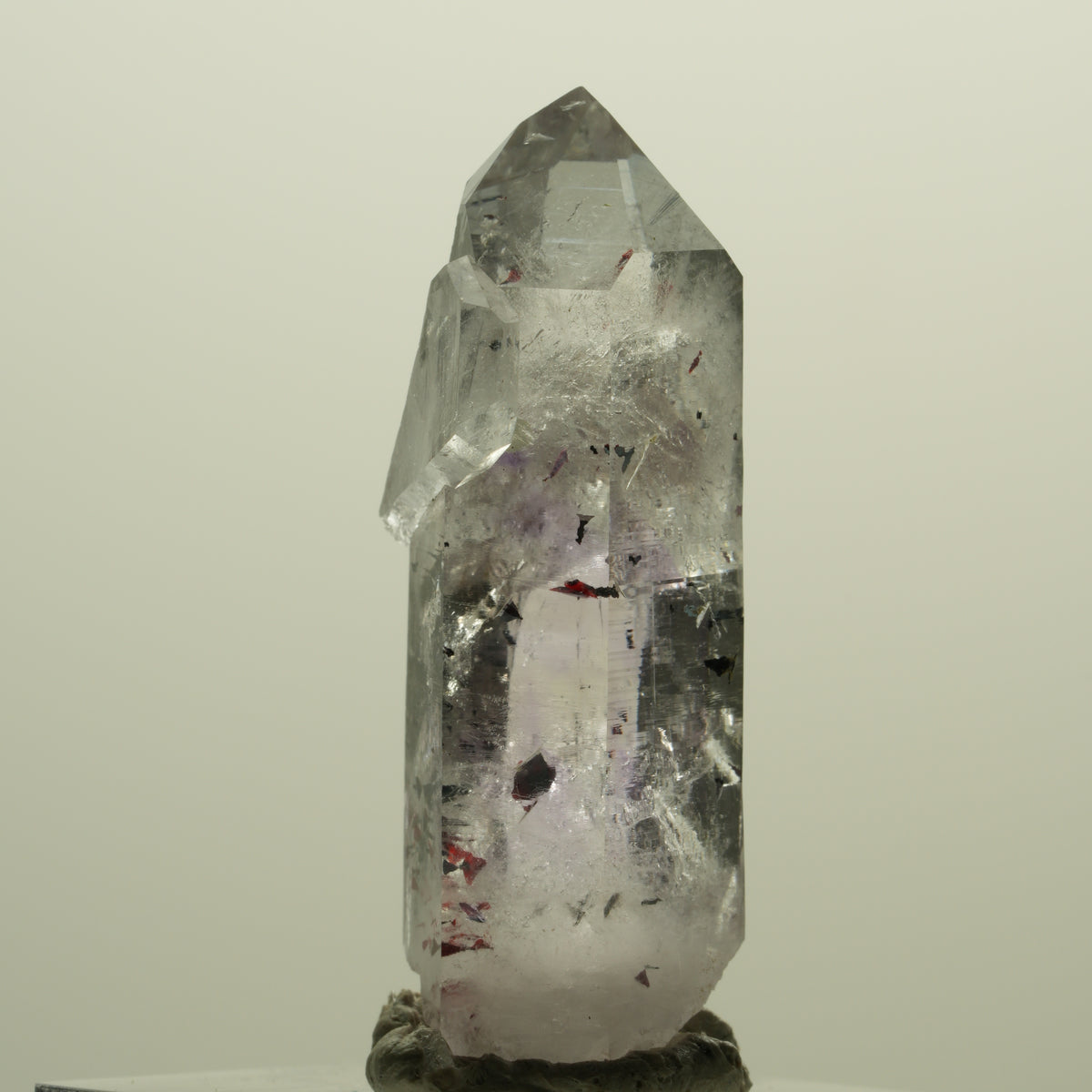 Harlekin Lemurian Phantom Amethyst mit Prehnit, Epidot Streep Mine, Namibia 41*21*15mm #15217