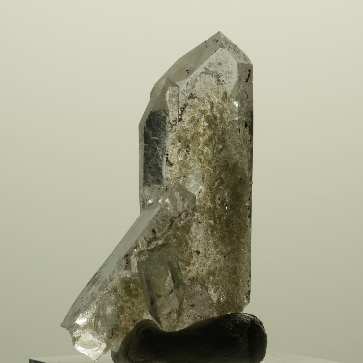 Harlekin Lemurian Phantom Amethyst mit Prehnit Streep Mine, Namibia 40*23*16mm #15225
