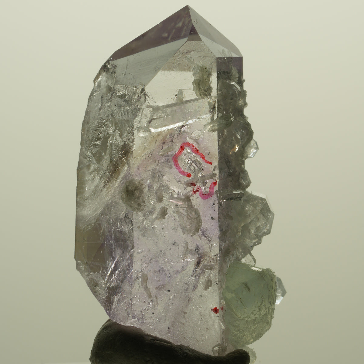 Enhydro Lemurian Phantom Amethyst, Analcim Prehnit 1x Blase Streep Mine Namibia 44*25*13mm #15232