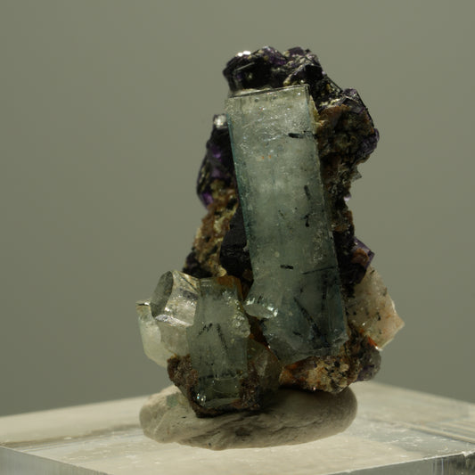 Aquamarin, Fluorit, Schörl Turmalin, Muskovit Stufe Erongo, Namibia 24*16*16mm #15286