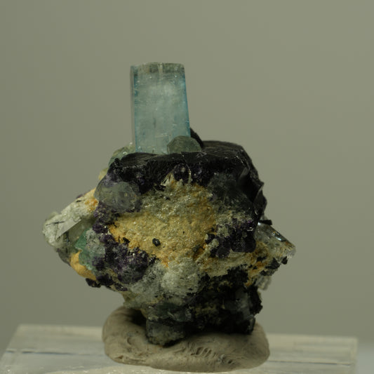 Aquamarin, Fluorit, Schörl Turmalin, Muskovit Stufe Erongo, Namibia 24*19*14mm #15289