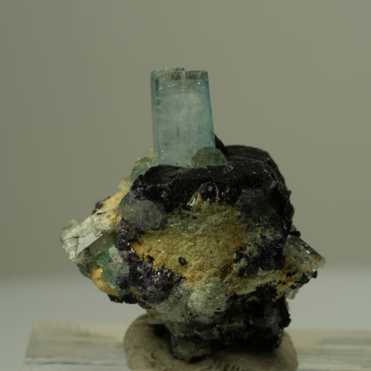 Aquamarin, Fluorit, Schörl Turmalin, Muskovit Stufe Erongo, Namibia 24*19*14mm #15289