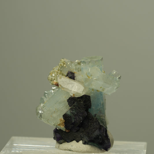 Seltene Aquamarin, Fluorit, Muskovit Stufe Erongo, Namibia 21*20*17mm #15290