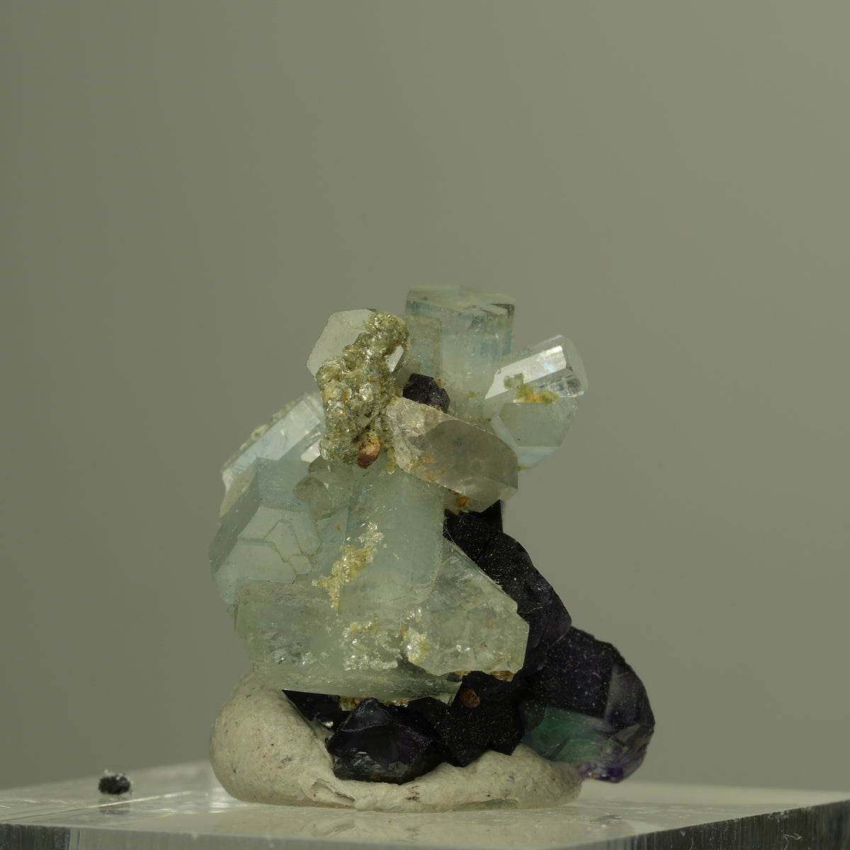 Seltene Aquamarin, Fluorit, Muskovit Stufe Erongo, Namibia 21*20*17mm #15290