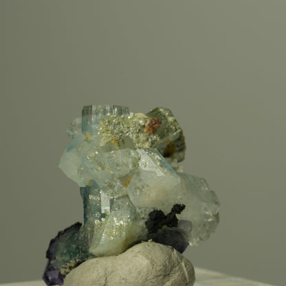 Seltene Aquamarin, Fluorit, Muskovit Stufe Erongo, Namibia 21*20*17mm #15290