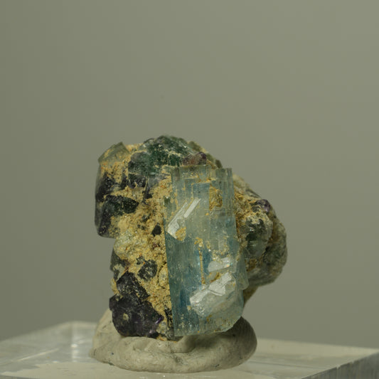 Seltene Aquamarin, Fluorit, Muskovit Stufe Erongo, Namibia 19*17*16mm #15291