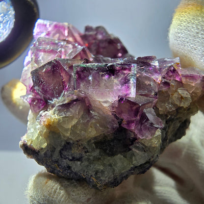 Seltene Phantom Fluorit Würfel Stufe, lila grün Okorusu Namibia 72*50*27mm