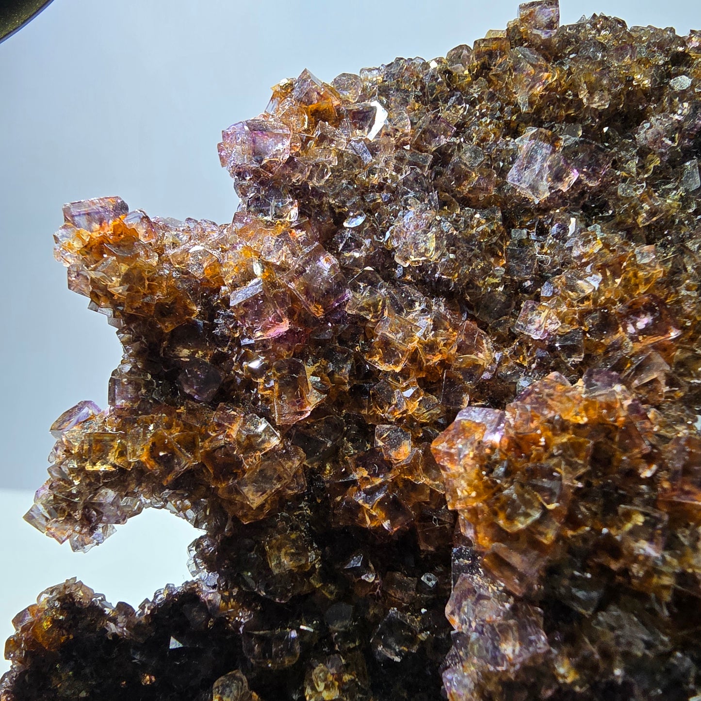 Grand spécimen de cube de fluorite fantôme double face, jaune violet, Okorusu, Namibie, 111 x 89 x 28 mm 