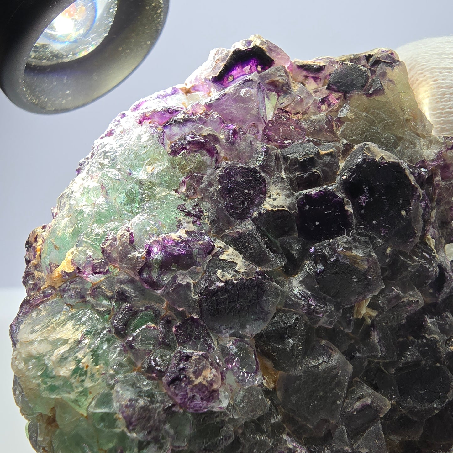 Grands cubes de fluorite vert violet zonal, spécimen d'hyalite Erongo, Namibie 96*67*42mm 