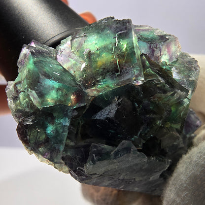 Seltene Phantom Fluorit Würfel Stufe, grün lila Okorusu Namibia 80*24*32mm