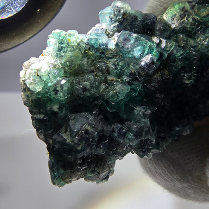 Cube de fluorite fantôme zonal, spécimen de tourmaline Schorl, Erongo, Namibie, 72 x 33 x 31 mm 